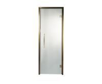 Дверь стеклянная Grandis для хамама и сауны - прозрачная, бронзовый профиль, 9х21 (880*2090)