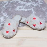 Тапочки с мехом "Сердечки" женские
