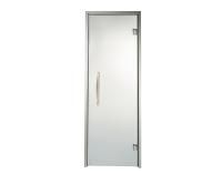 Дверь стеклянная Grandis для хамама и сауны (Silver) - прозрачная, серебристый профиль