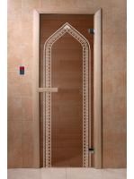 Дверь для бани и сауны Doorwood "Арка бронза" 1900*700, 6мм, 2 петли