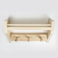 Полка (1 уровень) с вешалкой 3 рожка (липа) СК для бани