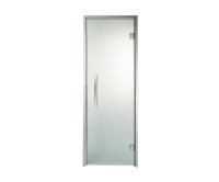 Дверь стеклянная Grandis для хамама и сауны (Silver) - сатин, серебристый профиль