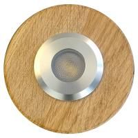 Точечный светильник для бани, сауны и хамама Steam&Water (цвет алюминий + дубовая накладка)