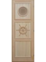 Дверь для бани и сауны Doorwood "Штурвал" с иллюминатором