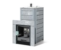 Газо-дровяная печь ИзиСтим Ялта 40/2024 (в облицовке из камня) сталь AISI 430 комплектация с ГГУ-20