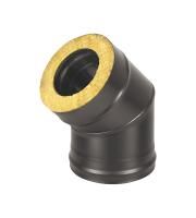 Сэндвич-колено Black Везувий двухконтурное 45° 2 секции (сталь 0,8 мм)