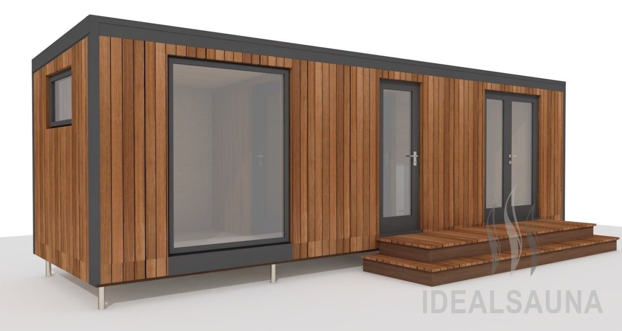 Модульная баня PREMIUM M8 8х2,2х2,5м + Дровяная печь Harvia M3 + дымоход