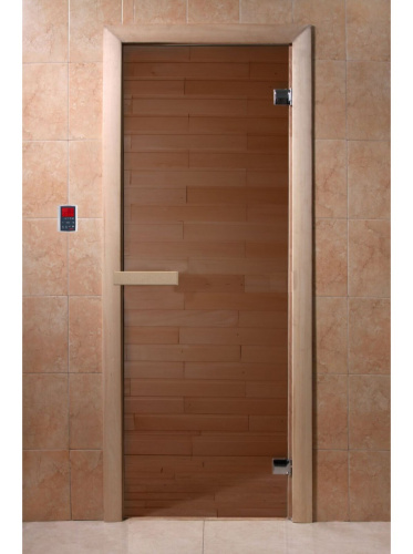 Дверь для бани и сауны Doorwood "Бронза" 1900*700, 6мм, 2 петли